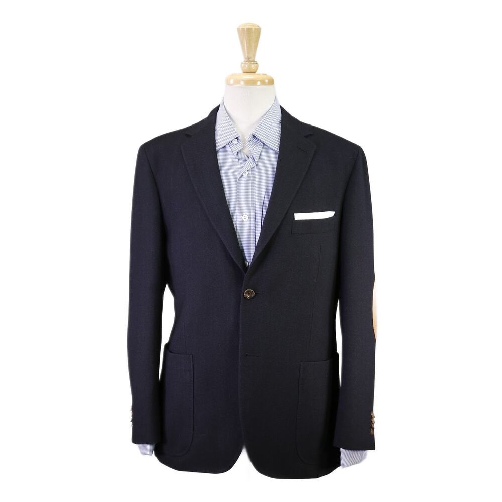 Peter Millar Navy Blue Patch Pocket Elbow Patch Wool 2-Btn Blazer Jacket 40S